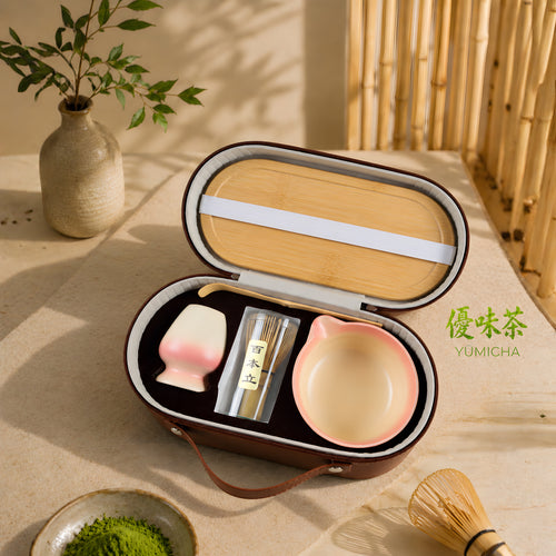YŪMICHA – KIT Matcha Japonais 7 pièces  Marron Ambré