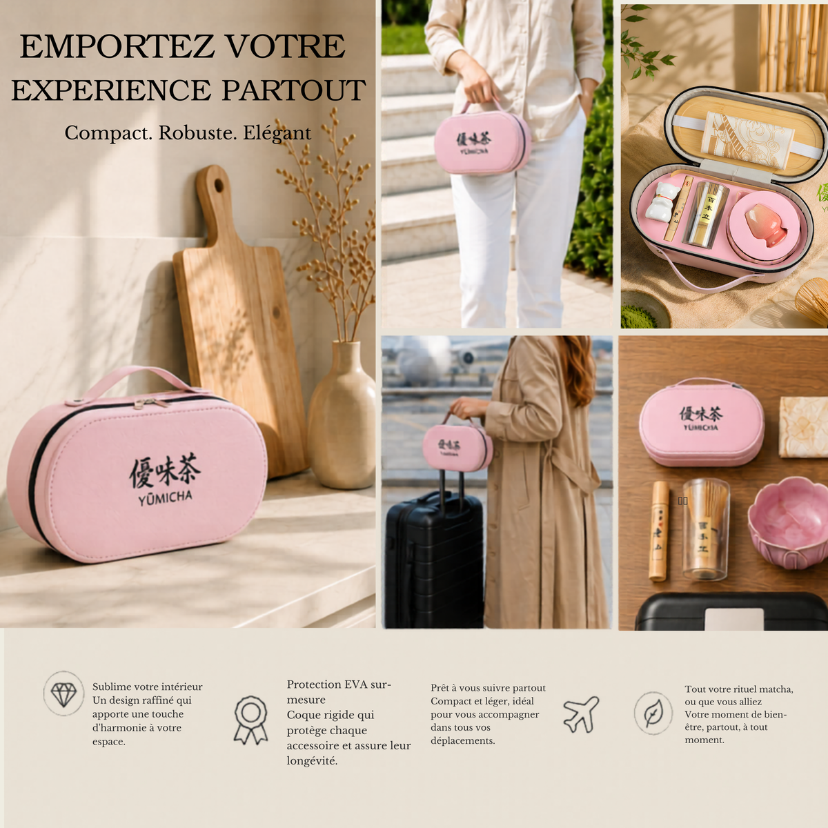 YŪMICHA – KIT Matcha Japonais 10 pièces Rose Lotus