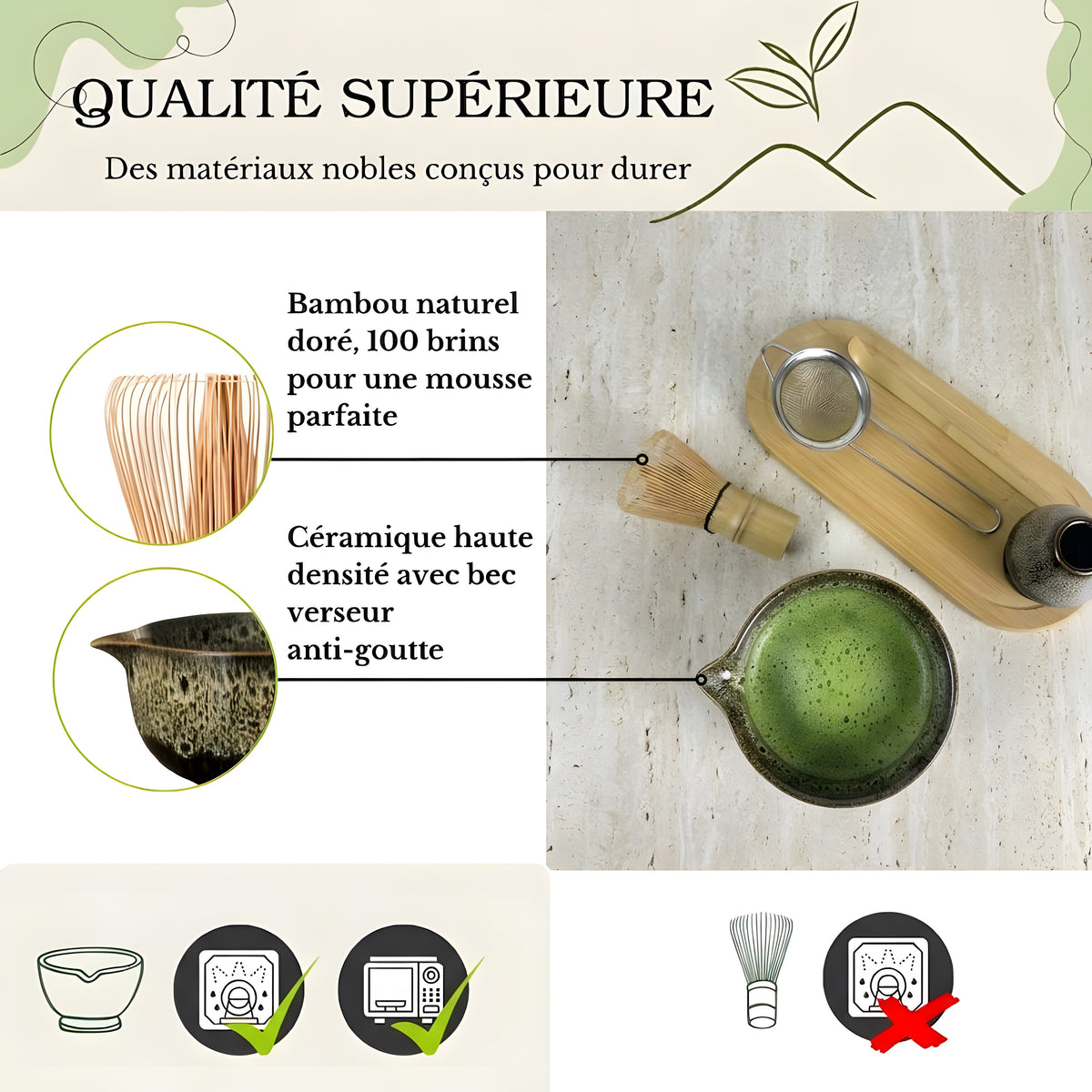 YŪMICHA – KIT Matcha Japonais 10 pièces Noir Lotus