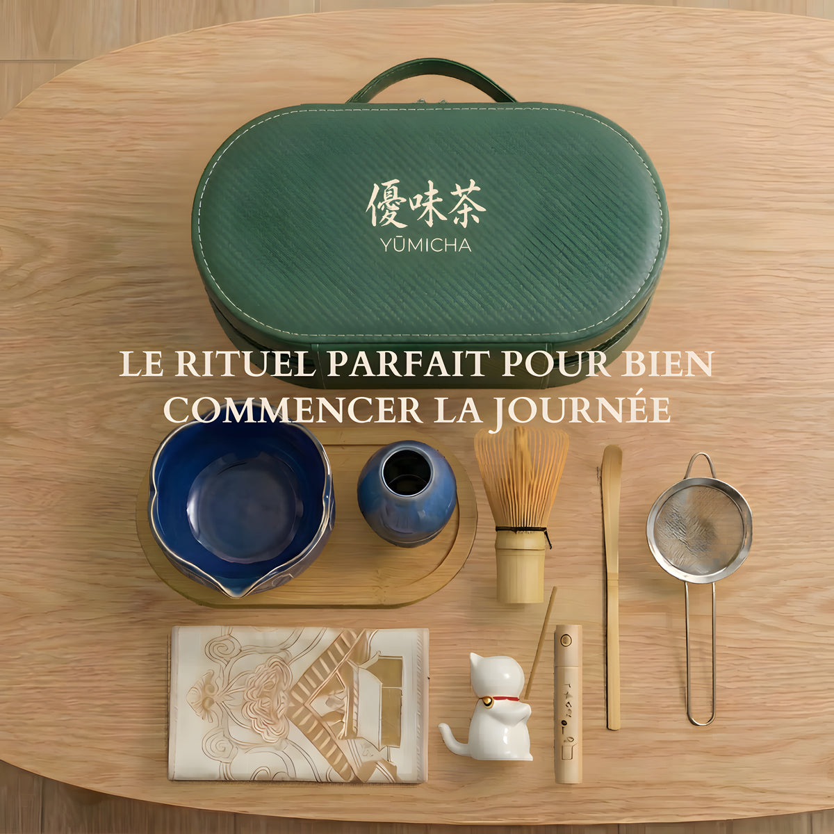 YŪMICHA – KIT Matcha Japonais 10 pièces  Bleu Lotus