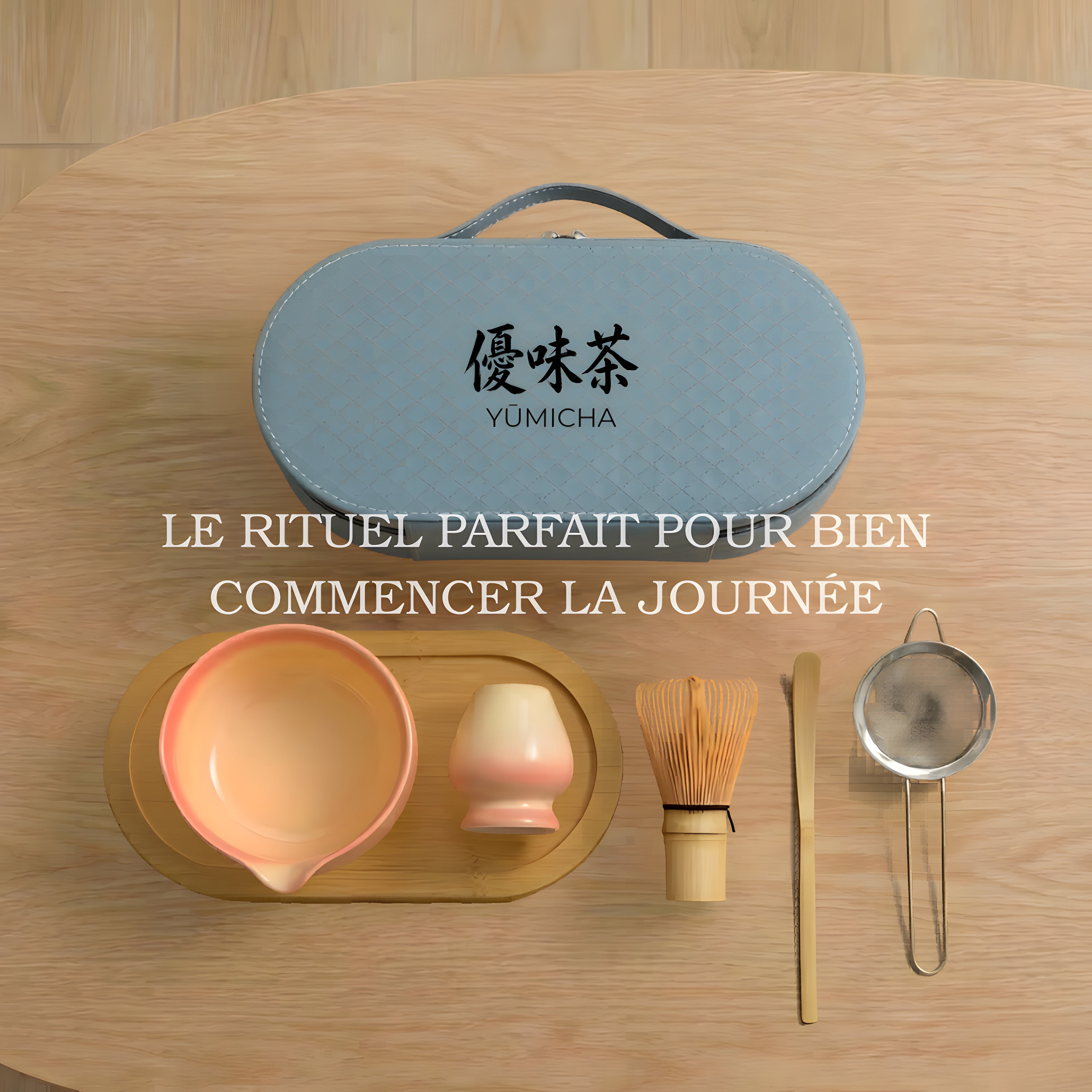 YŪMICHA – KIT Matcha Japonais 7 pièces Bleu Céleste
