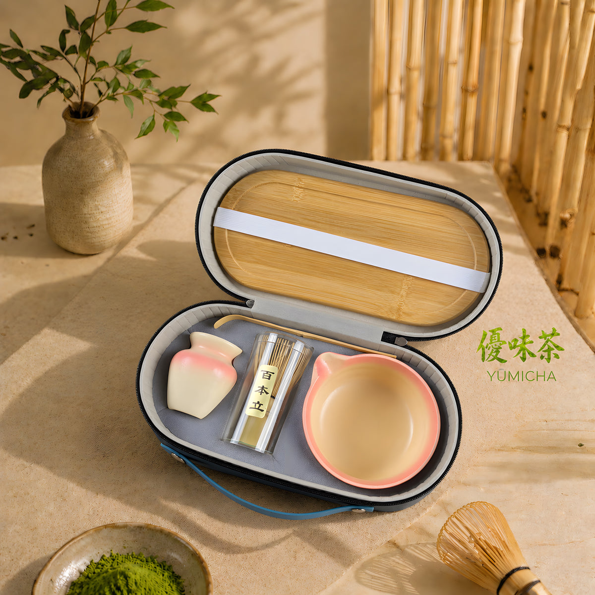 YŪMICHA – KIT Matcha Japonais 7 pièces Bleu Céleste