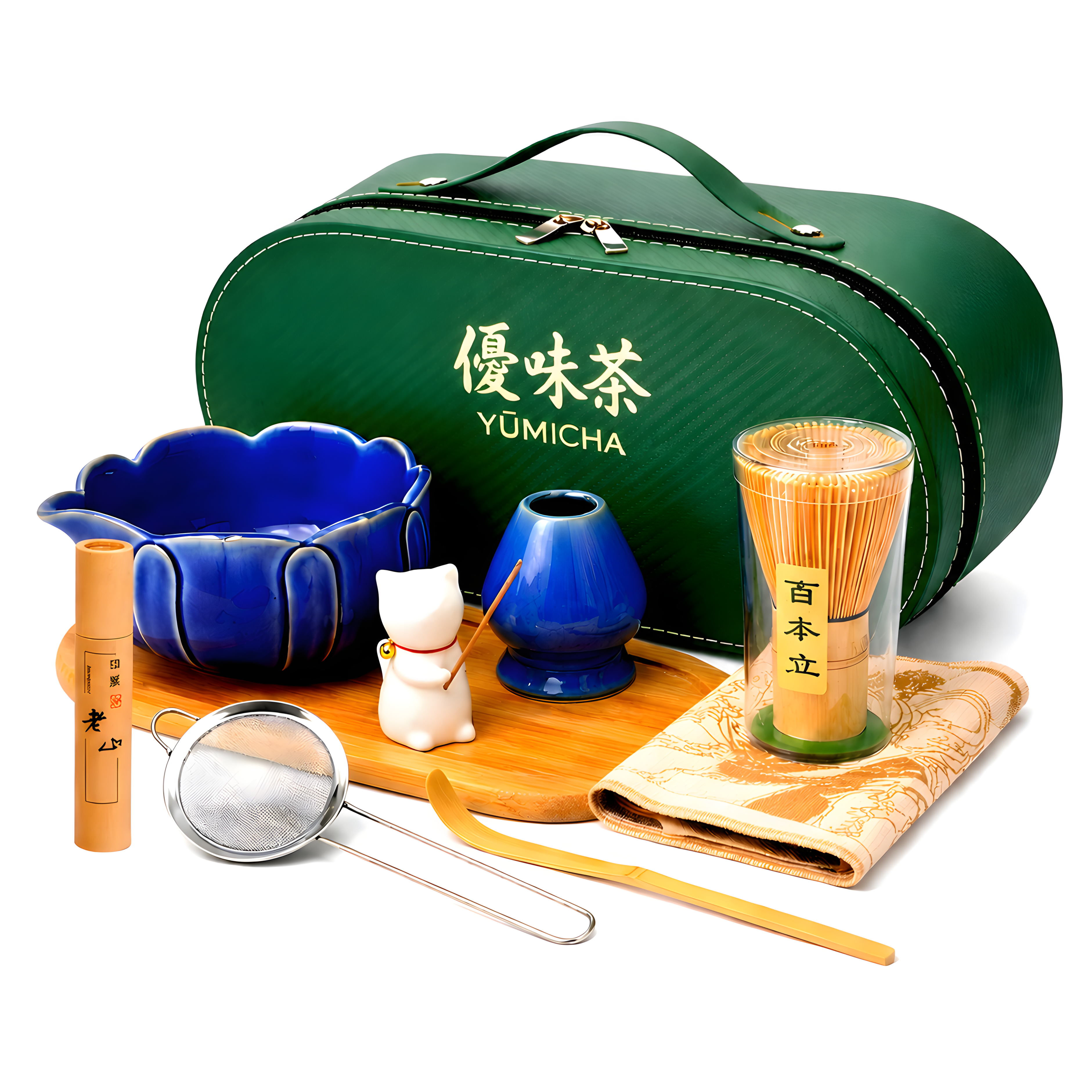 YŪMICHA – KIT Matcha Japonais 10 pièces  Bleu Lotus