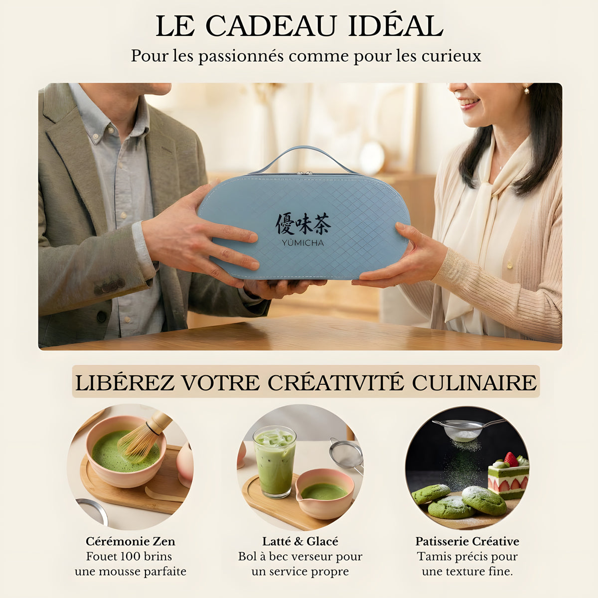 YŪMICHA – KIT Matcha Japonais 7 pièces Bleu Céleste