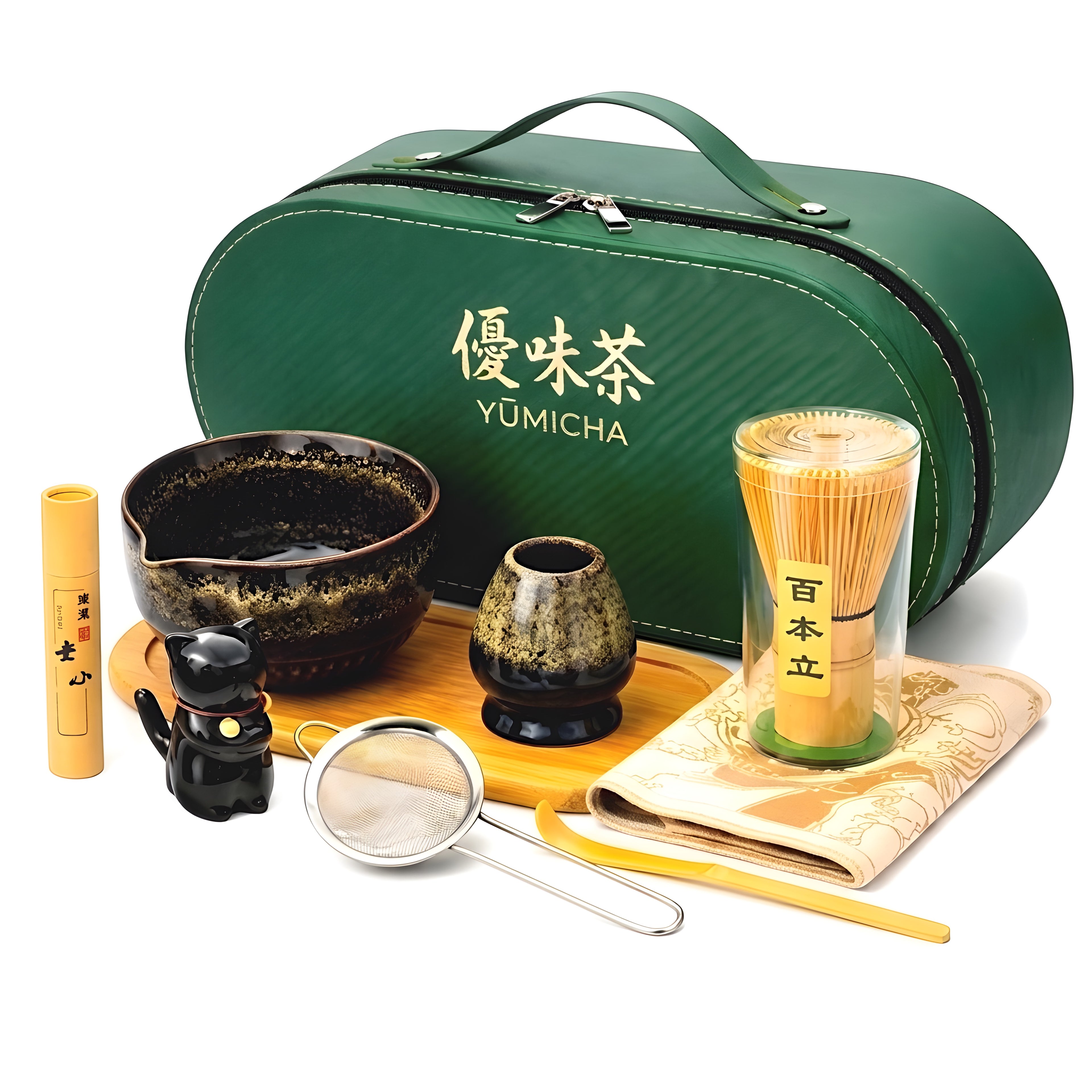 YŪMICHA – KIT Matcha Japonais 10 pièces Noir Lotus