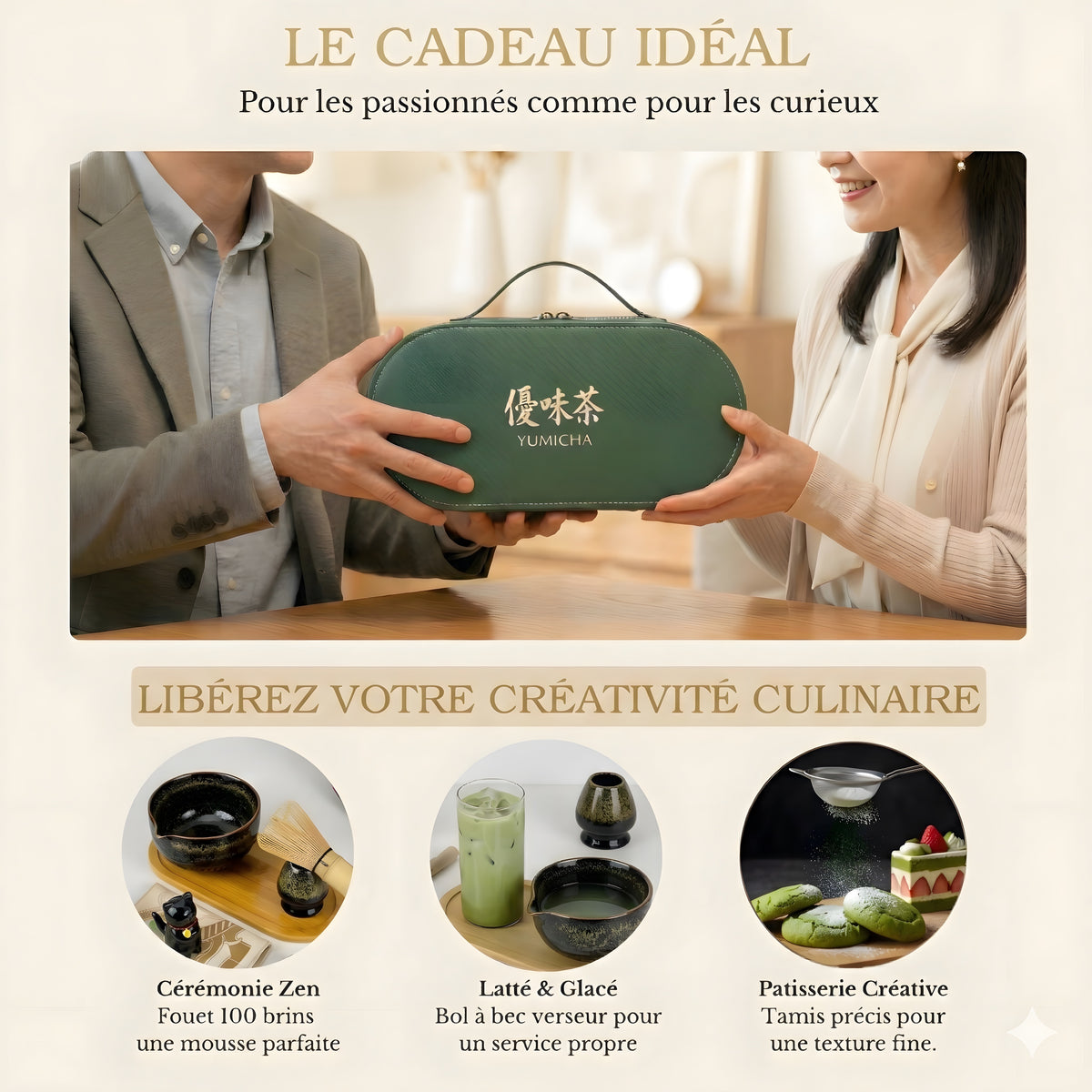 YŪMICHA – KIT Matcha Japonais 10 pièces Noir Lotus