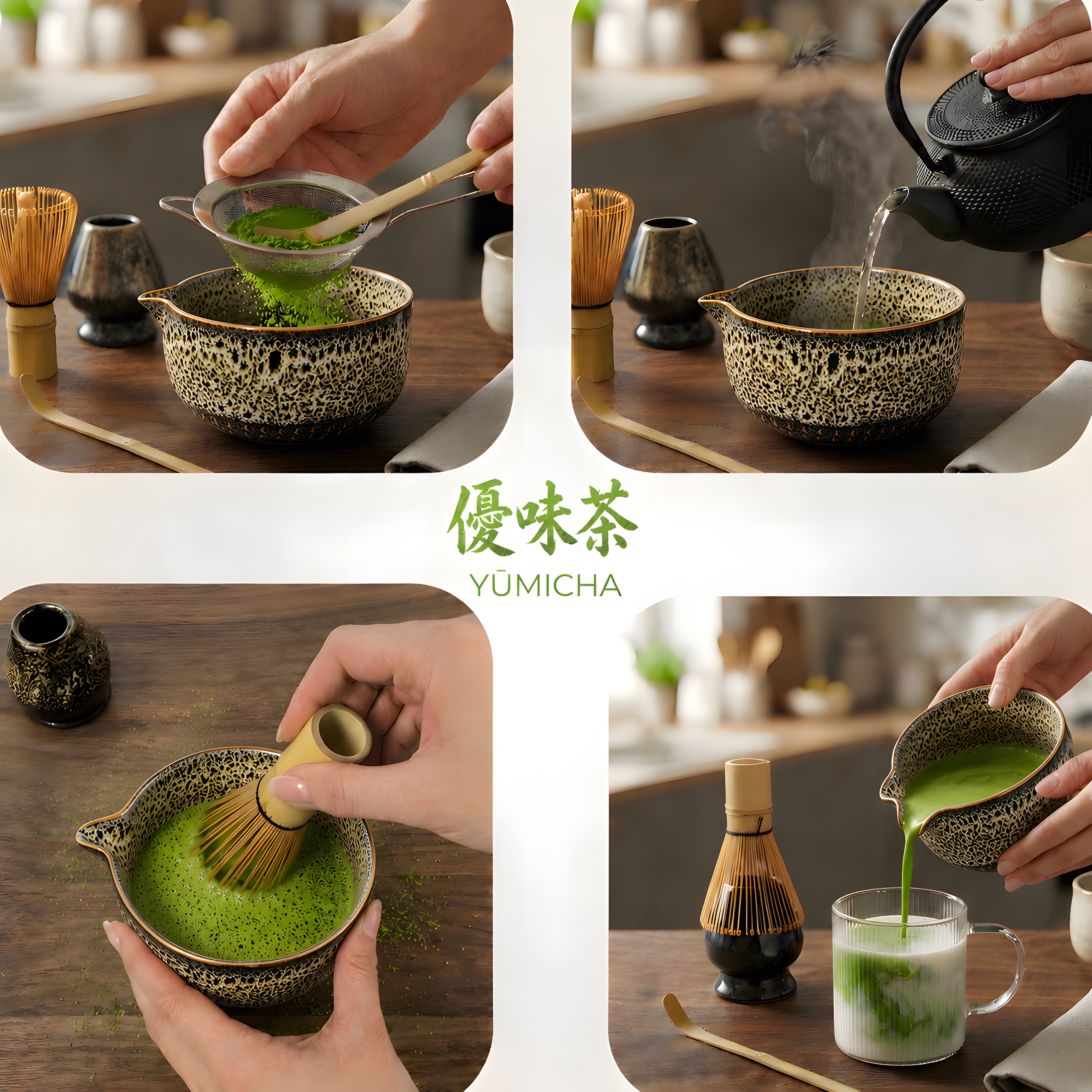 YŪMICHA – KIT Matcha Japonais 10 pièces Noir Lotus